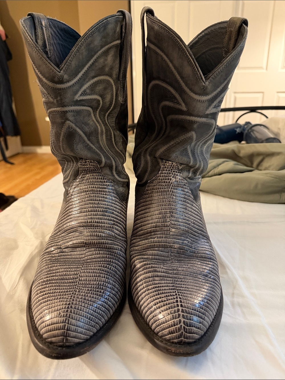 Tecovas Gray Textured Leather Cowboy Boots - Picture 2 of 10